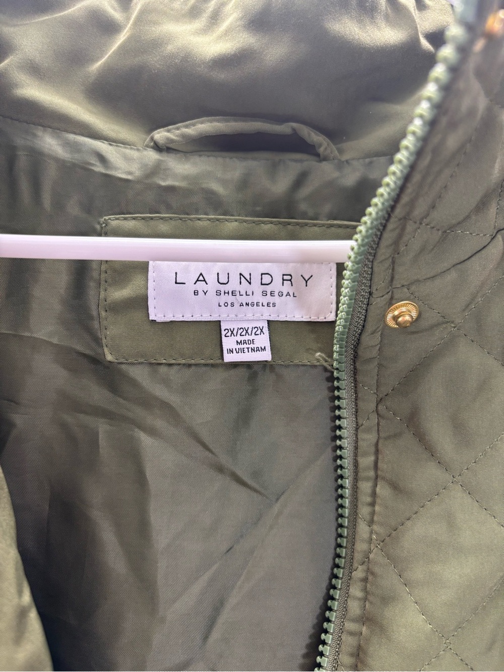Laundry By Shelli Segal Olive Quilted Diamond-Pattern Puffer Coat - Picture 2 of 6